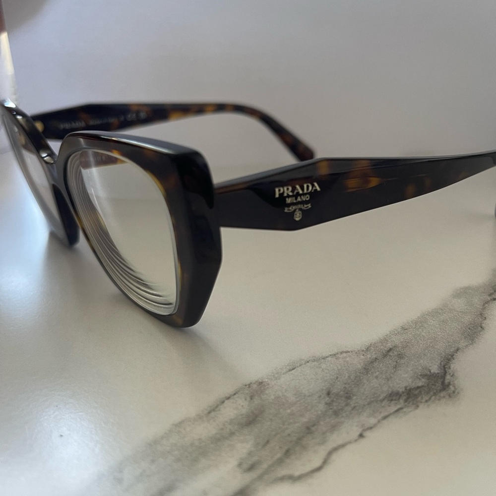 Prada Tortoiseshell Cat-Eye Glasses - Brown/Black - Picture 3 of 9